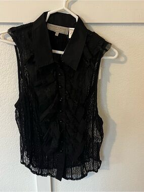 Double D Ranch Women's Large Lacy Collared Tank Top NWT